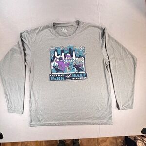 Leslie Jordan NYCRUNS Central Park Half Marathon Grey Long Sleeve Shirt Large